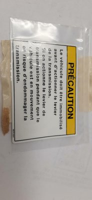 Pièce à définir - Sous famille pèce à définir - LABEL-WARNING,SHIFT